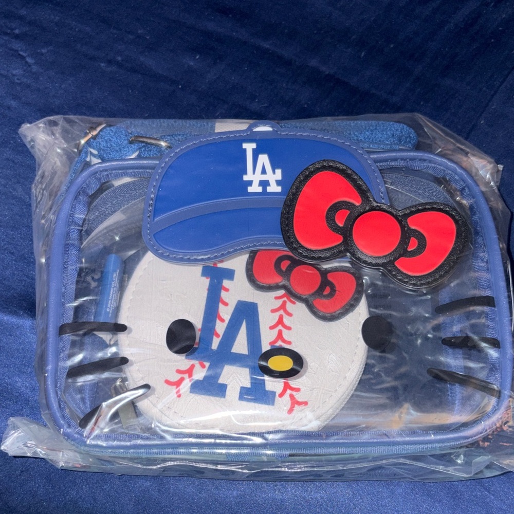 Dodgers X Hello Kitty clear crossbody bag with White Mini Pouch